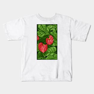 Vintage doodle illustration of Red Anthurium Andraeanum Kids T-Shirt